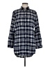 BLVD 100% Cotton Plaid Blue 3/4 Sleeve Button-Down Shirt Size M - photo 1