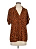 CAbi 100% Polyester Animal Print Brown Short Sleeve Blouse Size S - photo 1