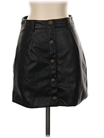 Aqua Faux Leather Skirt (view 1)