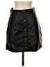 Aqua 100% Polyester Solid Black Faux Leather Skirt Size XS - photo 1