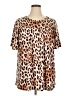 Assorted Brands Animal Print Brown Tan Short Sleeve Blouse Size 1X - photo 1