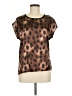 B'leev Animal Print Brown Short Sleeve Blouse Size M - photo 1