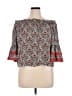 Solitaire 100% Rayon Red Gray 3/4 Sleeve Blouse Size XL - photo 1