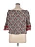 Solitaire 100% Rayon Red Gray 3/4 Sleeve Blouse Size XL - photo 2