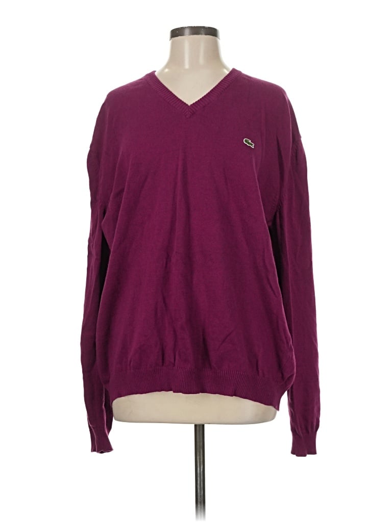Pre-owned Lacoste Pullover Sweater In Burgundy