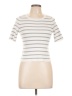 Happily Grey 100% Polyester Stripes Ivory Short Sleeve Turtleneck Size L - photo 1