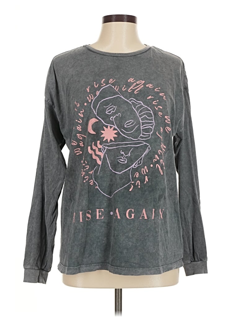 Pre-owned Asos Design Long Sleeve T-shirt In Gray