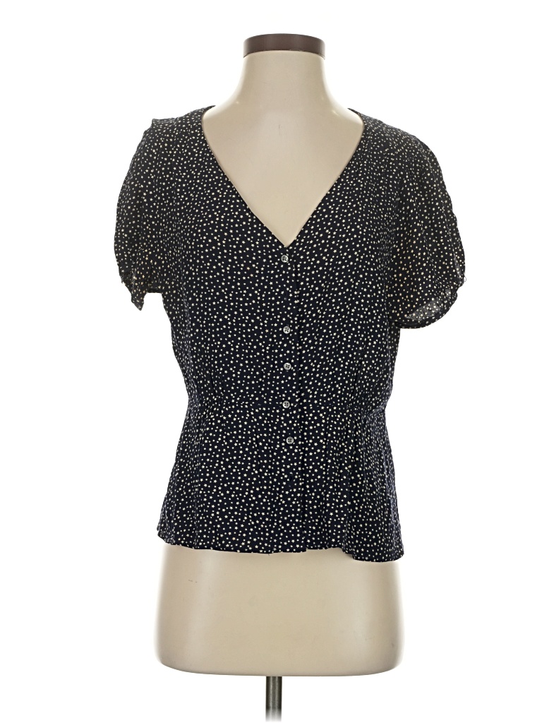 Pre-owned Jcrew Short Sleeve Blouse In Black