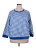 Draper James 100% Cotton Checkered-gingham Blue Pullover Sweater Size 3X - photo 1