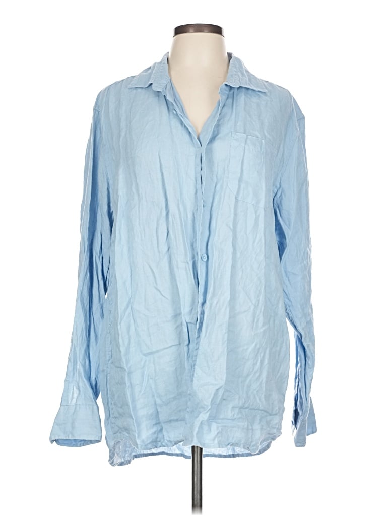 Pre-owned Saks Fifth Avenue Long Sleeve Blouse In Blue