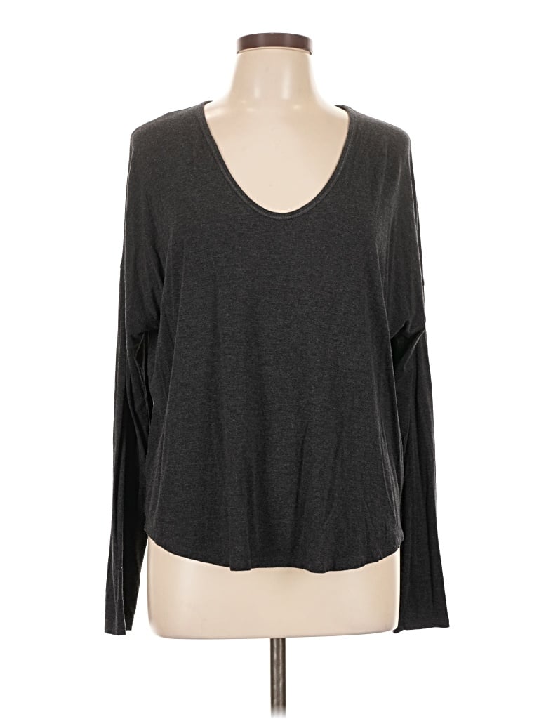 Pre-owned Express Long Sleeve Top Gray Scoop Neck Tops