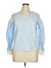 Zara Basic 100% Cotton Blue 3/4 Sleeve Blouse Size XL - photo 1