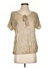 Cache 100% Polyester Tan Short Sleeve Blouse Size XS - photo 1