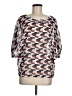 Mi ami 100% Polyester Silver Red 3/4 Sleeve Blouse Size M - photo 1