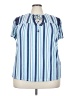 Como Blu Stripes Blue Short Sleeve Blouse Size 3X - photo 1