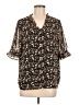 Pleione 100% Polyester Floral Black Short Sleeve Blouse Size M - photo 1