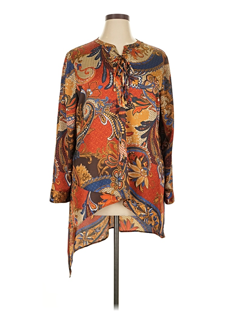 Pre-owned Chico's 3/4 Sleeve T-shirt In Orange