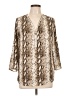 UK 2 LA 100% Polyester Animal Print Gold 3/4 Sleeve Blouse Size L - photo 1