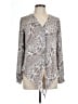 INC International Concepts 100% Polyester Animal Print Gray Long Sleeve Blouse Size 10 - photo 1