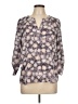 Daniel Rainn 100% Polyester Floral Purple Gray 3/4 Sleeve Blouse Size L (petite) - photo 1