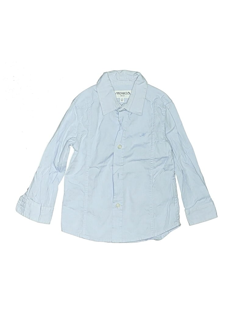 Pre-owned Simonetta Kids' Long Sleeve Button Down Shirt In Blue