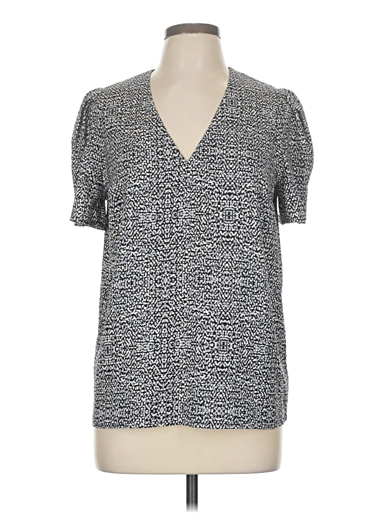 Express Outlet Short Sleeve Top Blue V Neck Tops