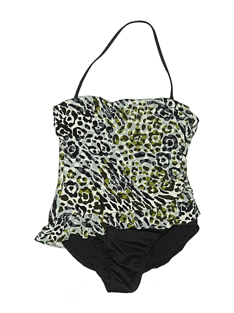 Pre-owned Magicsuit Swimsuit Top Black Animal Print Pattern Swimwear
