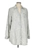 Soft Surroundings 100% Lyocell Animal Print Silver Gray 3/4 Sleeve Button-Down Shirt Size L - photo 1