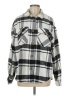 Love Tree 100% Polyester Plaid Silver Long Sleeve Blouse Size M - photo 1