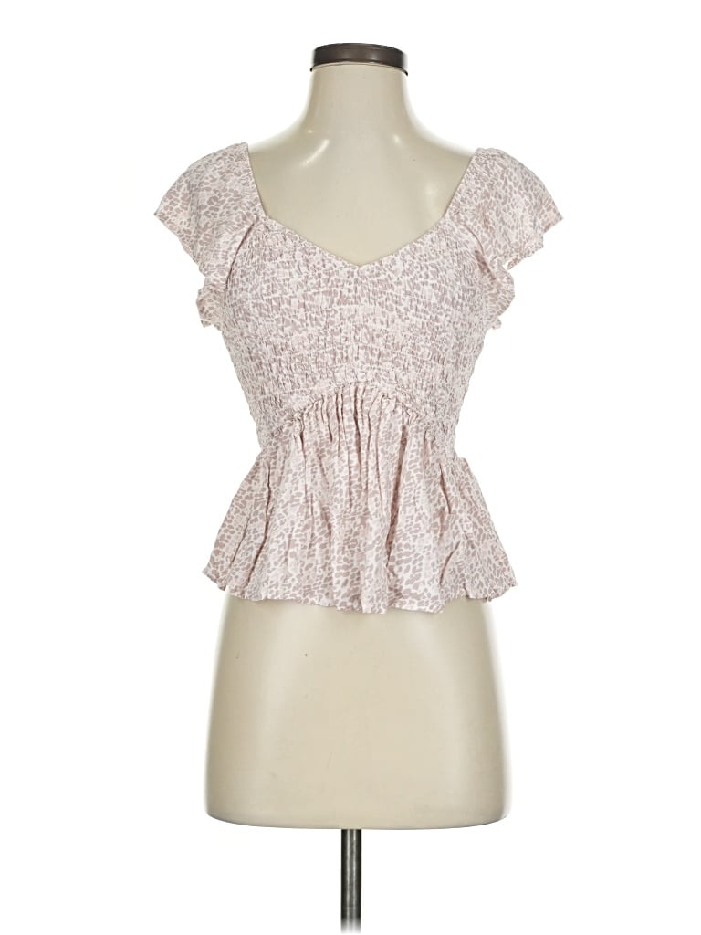 Pre-owned Japna Short Sleeve Top Ivory Sweetheart Neckline Tops In White