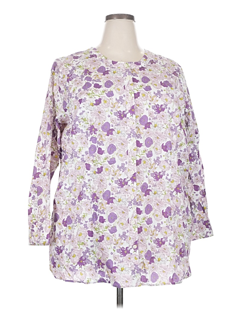 Pre-owned Duluth Trading Co. 3/4 Sleeve Blouse In Purple