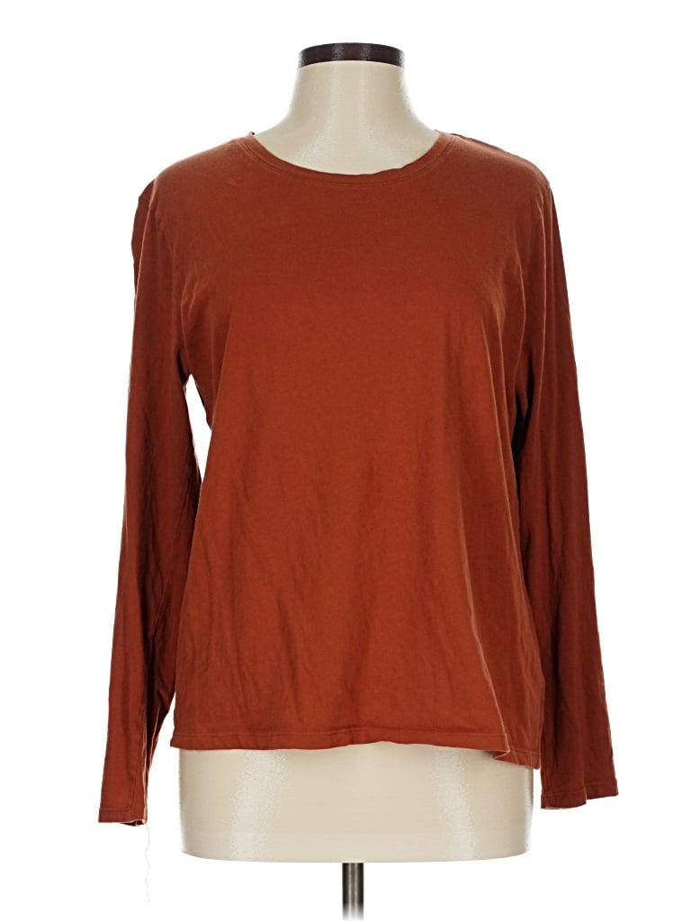 Pre-owned Time And Tru 3/4 Sleeve T-shirt In Brown