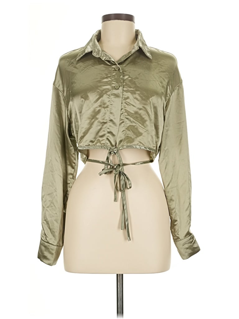 Pre-owned Cider Long Sleeve Blouse In Green