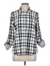 Michael Stars Checkered-gingham Silver Long Sleeve Button-Down Shirt Size Med (1) - photo 1