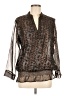 Chico's Animal Print Brown Long Sleeve Blouse Size Med (1) - photo 1