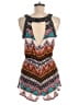 Xhilaration 100% Rayon Chevron-herringbone Teal Blue Romper Size M - photo 2