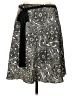 Wrapper 100% Polyester Paisley Silver Black Casual Skirt Size L - photo 2