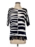 Chico's Stripes Silver Short Sleeve Blouse Size Sm (0) - photo 1