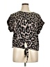 Shein 100% Polyester Animal Print Brown Short Sleeve Blouse Size XL - photo 1