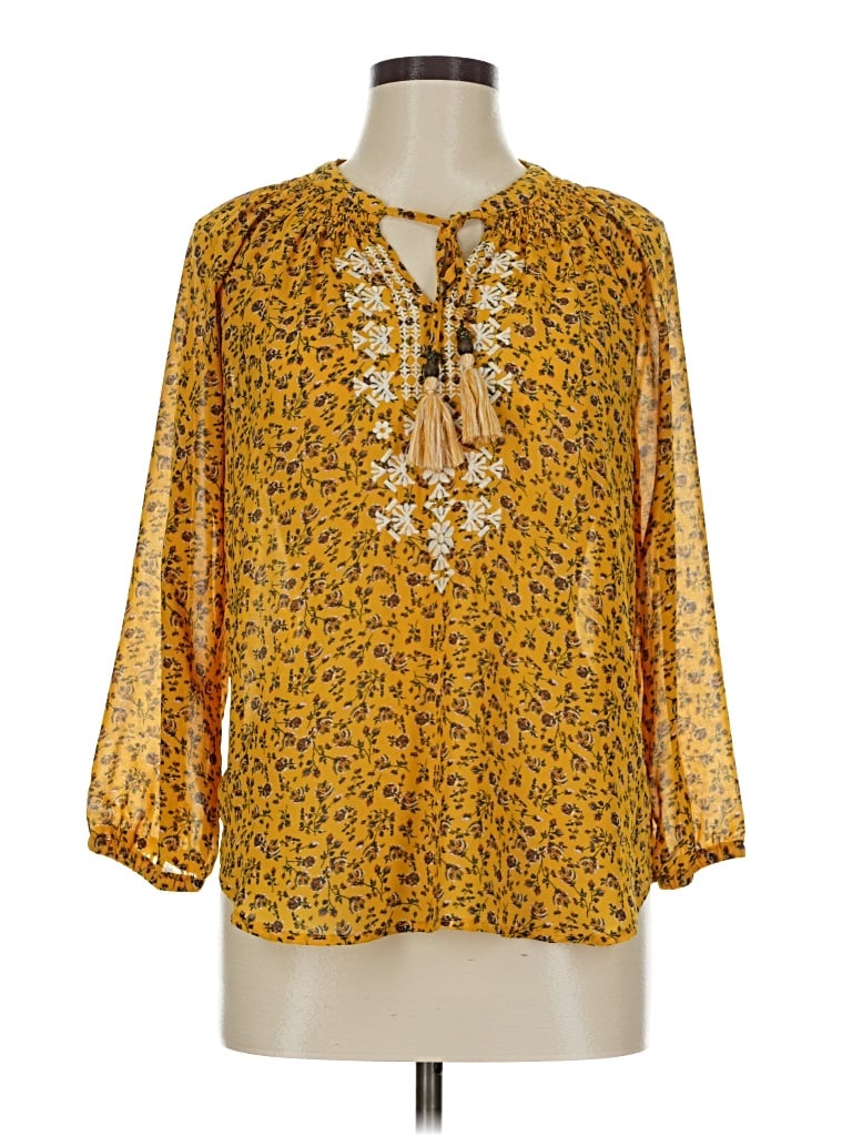 Pre-owned Mason & Belle 3/4 Sleeve Blouse In Gold