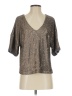 Deletta Metallic Silver Short Sleeve Blouse Size S - photo 1