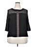 Hug 100% Polyester Black 3/4 Sleeve Blouse Size 2X - photo 1