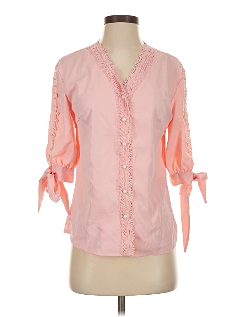 Pre-owned Chicme 3/4 Sleeve Blouse In Pink