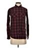 Express Plaid Burgundy Long Sleeve Button-Down Shirt Size XS - photo 1