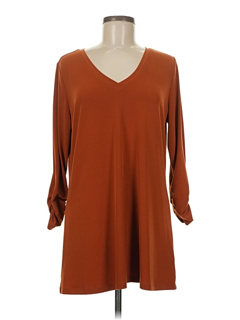 Pre-owned Susan Graver 3/4 Sleeve T-shirt In Brown