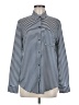 OVI 100% Polyester Stripes Silver Blue Long Sleeve Blouse Size M - photo 1