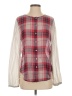 Tildon 100% Polyester Plaid Burgundy Long Sleeve Blouse Size S - photo 1