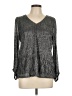 Nine West Metallic Silver Long Sleeve Blouse Size L - photo 1