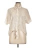 Nine West Animal Print Ivory Short Sleeve Blouse Size L - photo 1