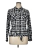Passport 100% Polyester Plaid Gray Long Sleeve Blouse Size 16 - photo 1